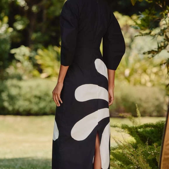 Cala de la Cruz  Peninsula Cotton Puff-Sleeve V-Neck Maxi Dress (NWOT) - Picture 2 of 3